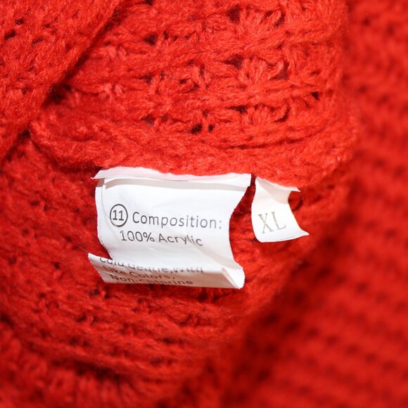 Womens orange chunky knit long-sleeve mock turtleneck ribbed hem and cuff XL - Picture 9 of 9